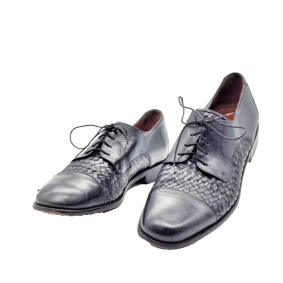 Bostonian Men\'s Woven Leather Oxford Shoes Florentine Black Size 10 M Made Italy main image 3